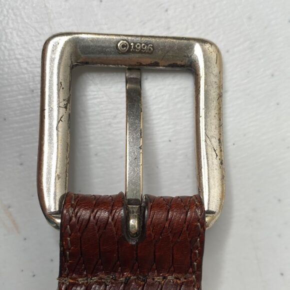Brighton Vintage Brown Woven Weave Leather Belt Silver Tone Buckle 1996 Office main image 8
